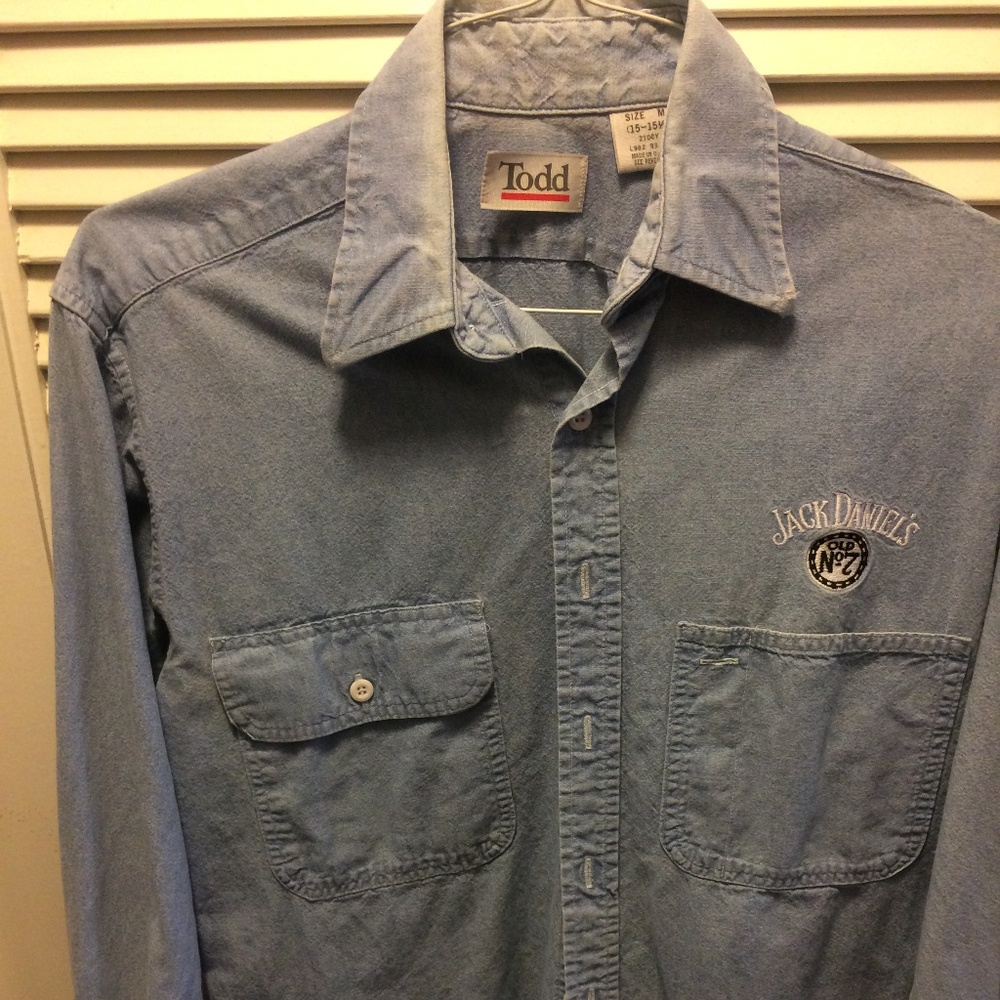men's jean shirt- one of a kind>>>>>>>>>>>>